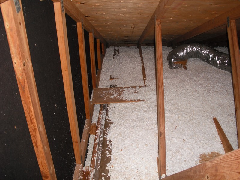 Styrofoam "peanuts" used as insulation in attic. ATN Inspection