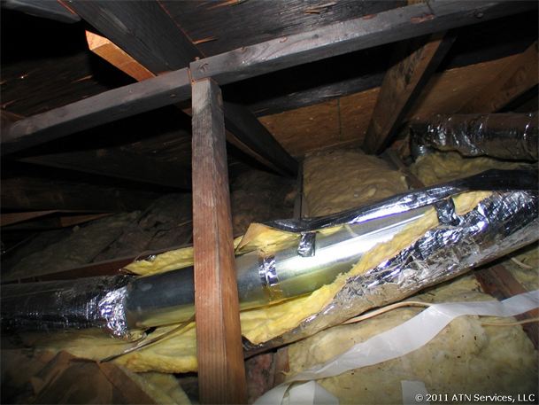 charred roof joists and bad HVAC ducts